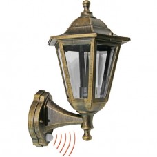 Φωτιστικό Φανάρι Επίτοιχο με ντουί E27 και Ανιχνευτή Κίνησης Polycarbonate Ρουστίκ IP44 9-3571